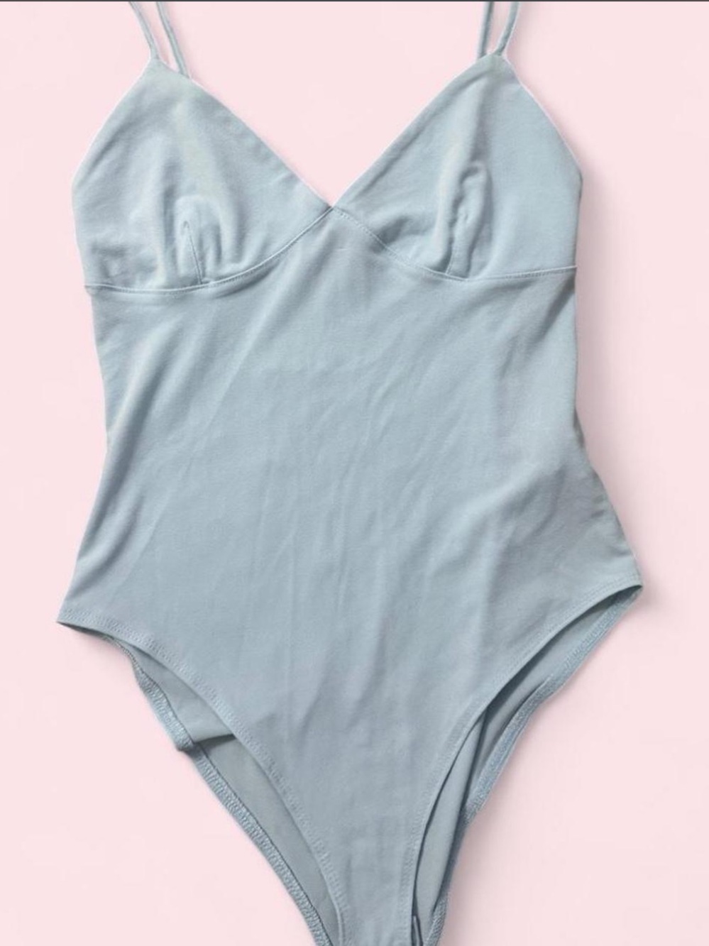 Forever 21 Powder Blue V-Neck Bodysuit with Thin Straps